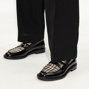 NEW Burberry Mens Croftwood Check Leather Penny Black Loafer